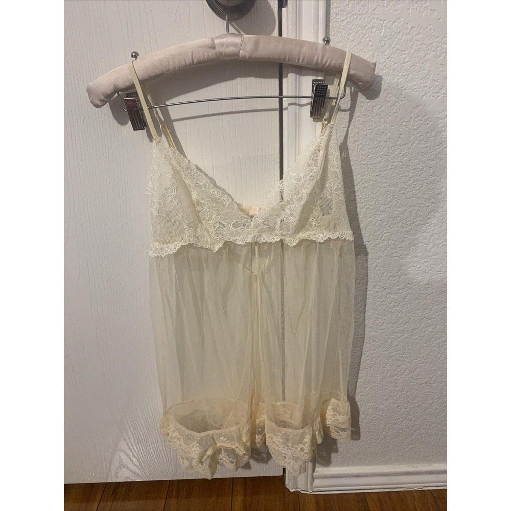 victoria's secret Small Sexy Babydoll Night Dress Gown Ivory Discontinued NWT